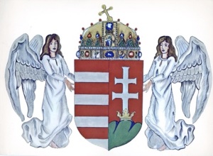 Coat of Arms of Hungary with Angels. (From the Collection of the American Hungarian Museum, donated by Klára Táray)