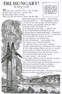 George Carrol's poem with a drawing of the still ruinous Erzsébet Bridge blown up by the Germans 1945