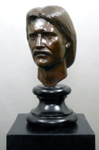 Miklós Sebek - Self Portrait, bronze