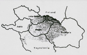 III.  The shaded area represents Hungary's pre-World War I territory.