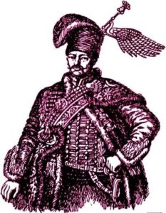 Fig. 13: Gala dress of a Hungarian general: dolmány, mente, kaczagány, metal belt, early 18th century.