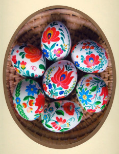 Hungarian Decorated eggs, painted with Matyó and Kalocsa designs
